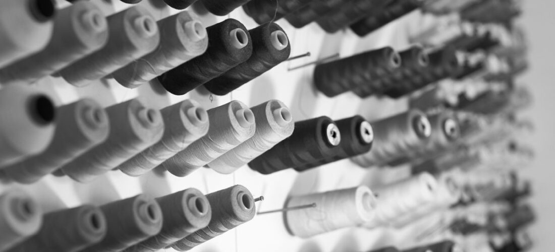 Multiple thread spools with a short depth of field