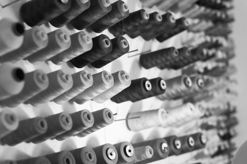 Multiple thread spools with a short depth of field